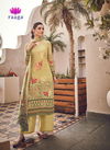 Yellow Colour Fancy Designer Latest Heavy Casual Wear Printed Pure Viscose Muslin With Sequin Embroidery Work Dress Material 2007